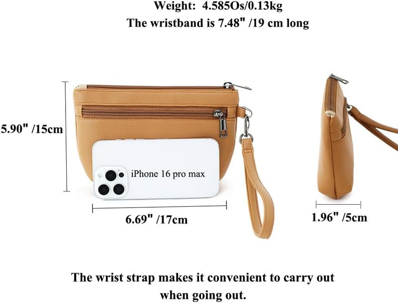 BBORGDC Small Wristlet Wallets for Women, Zip Clutch Bag with Wristlet Pouch, 3-Zipper Original Design - Image 2